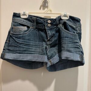Denim short shorts..